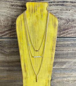 Gold 3 layer bar necklace