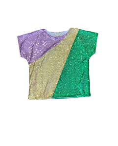 Mardi Gras Sequin Color Block Top