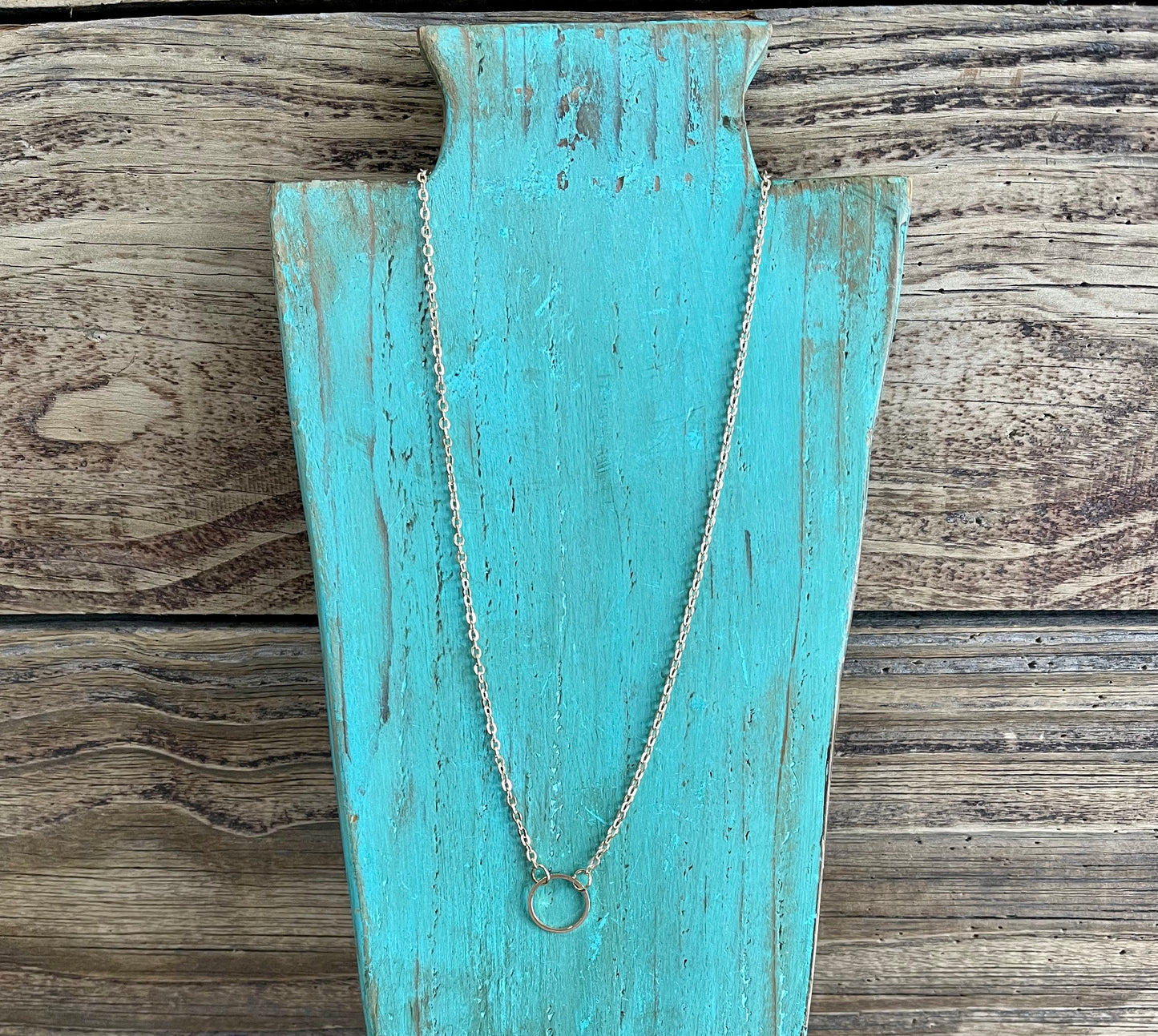 Simple gold ring necklace