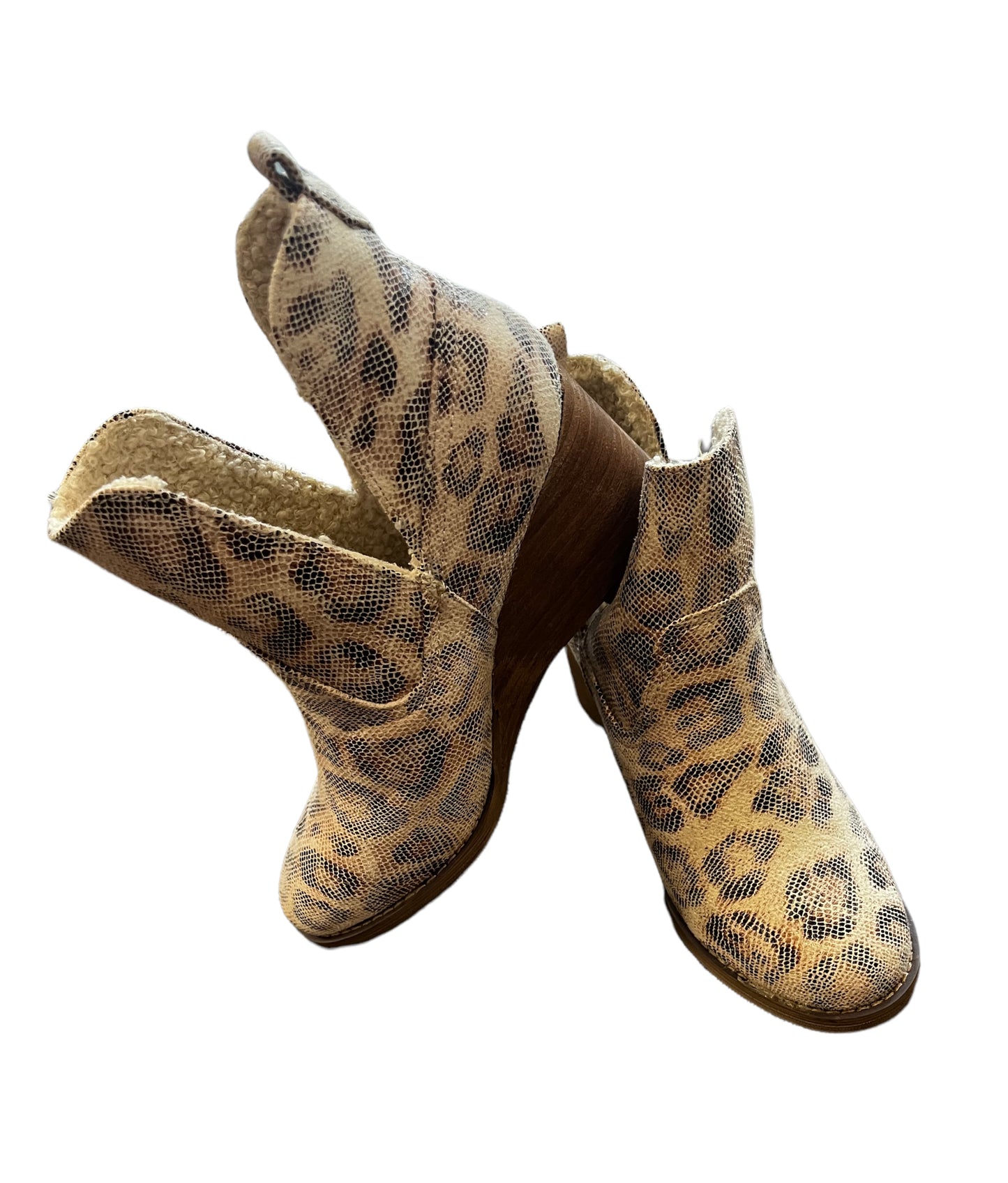 cream leopard booties