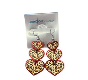 Leopard Heart Stack Earrings